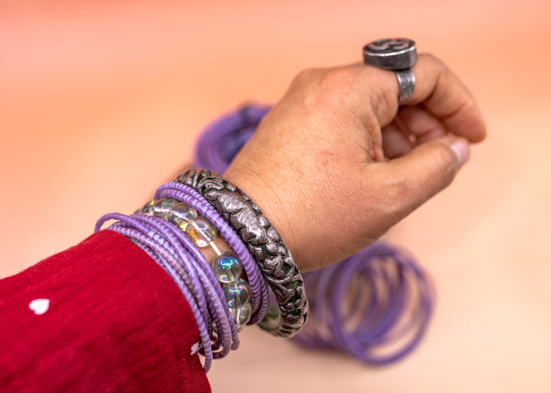 Lavender Purple Arm Party Stack – Set of 12 Recycled Flip Flop Bracelets | Fair Trade Jewelry from Mali, Ethically Sourced, Colorful African Bangles, Waterproof Stack