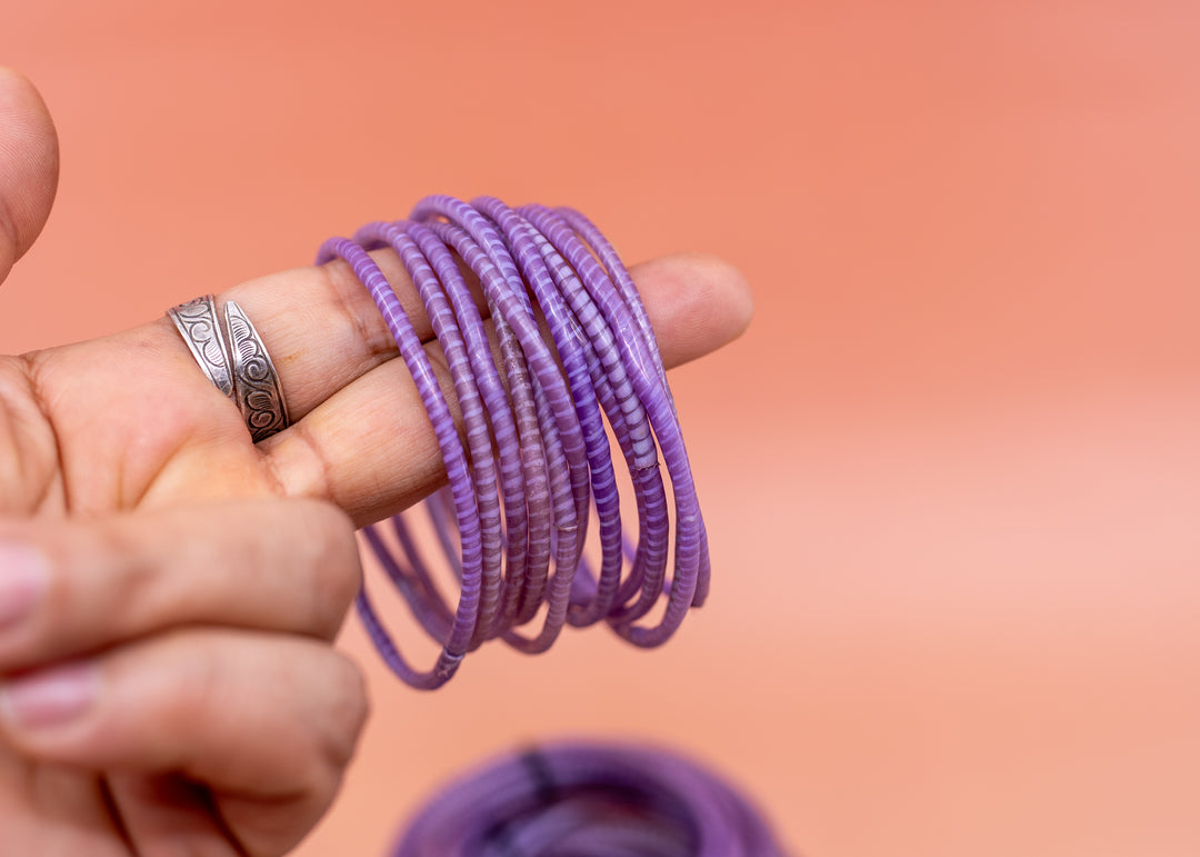 Lavender Purple Arm Party Stack – Set of 12 Recycled Flip Flop Bracelets | Fair Trade Jewelry from Mali, Ethically Sourced, Colorful African Bangles, Waterproof Stack