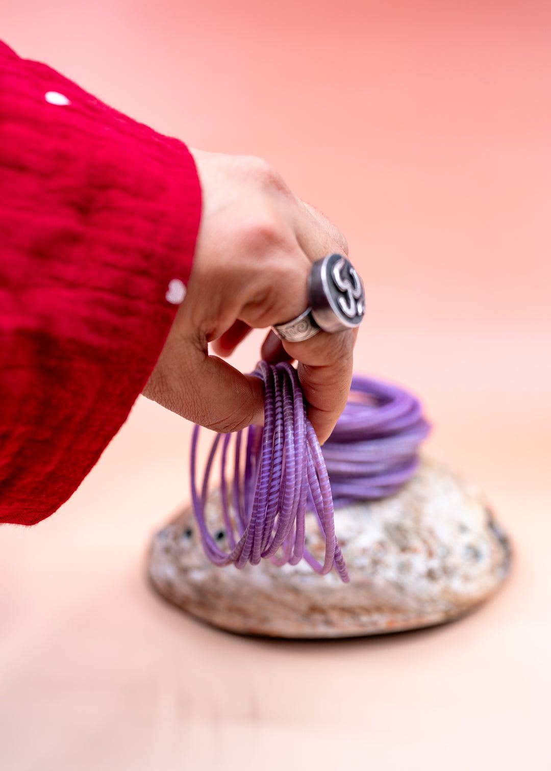 Lavender Purple Arm Party Stack – Set of 12 Recycled Flip Flop Bracelets | Fair Trade Jewelry from Mali, Ethically Sourced, Colorful African Bangles, Waterproof Stack