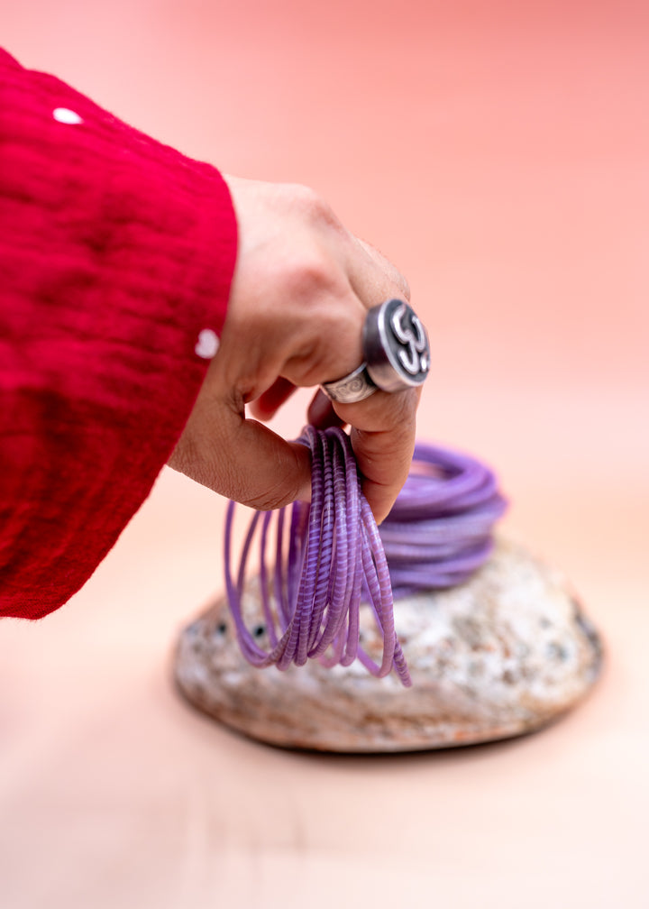 Lavender Purple Arm Party Stack – Set of 12 Recycled Flip Flop Bracelets | Fair Trade Jewelry from Mali, Ethically Sourced, Colorful African Bangles, Waterproof Stack