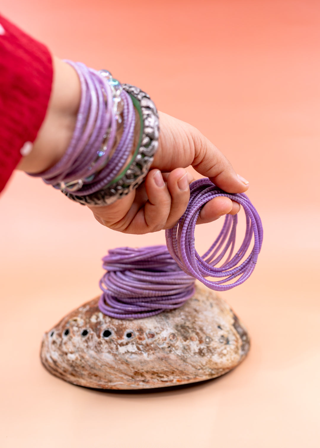 Lavender Purple Arm Party Stack – Set of 12 Recycled Flip Flop Bracelets | Fair Trade Jewelry from Mali, Ethically Sourced, Colorful African Bangles, Waterproof Stack