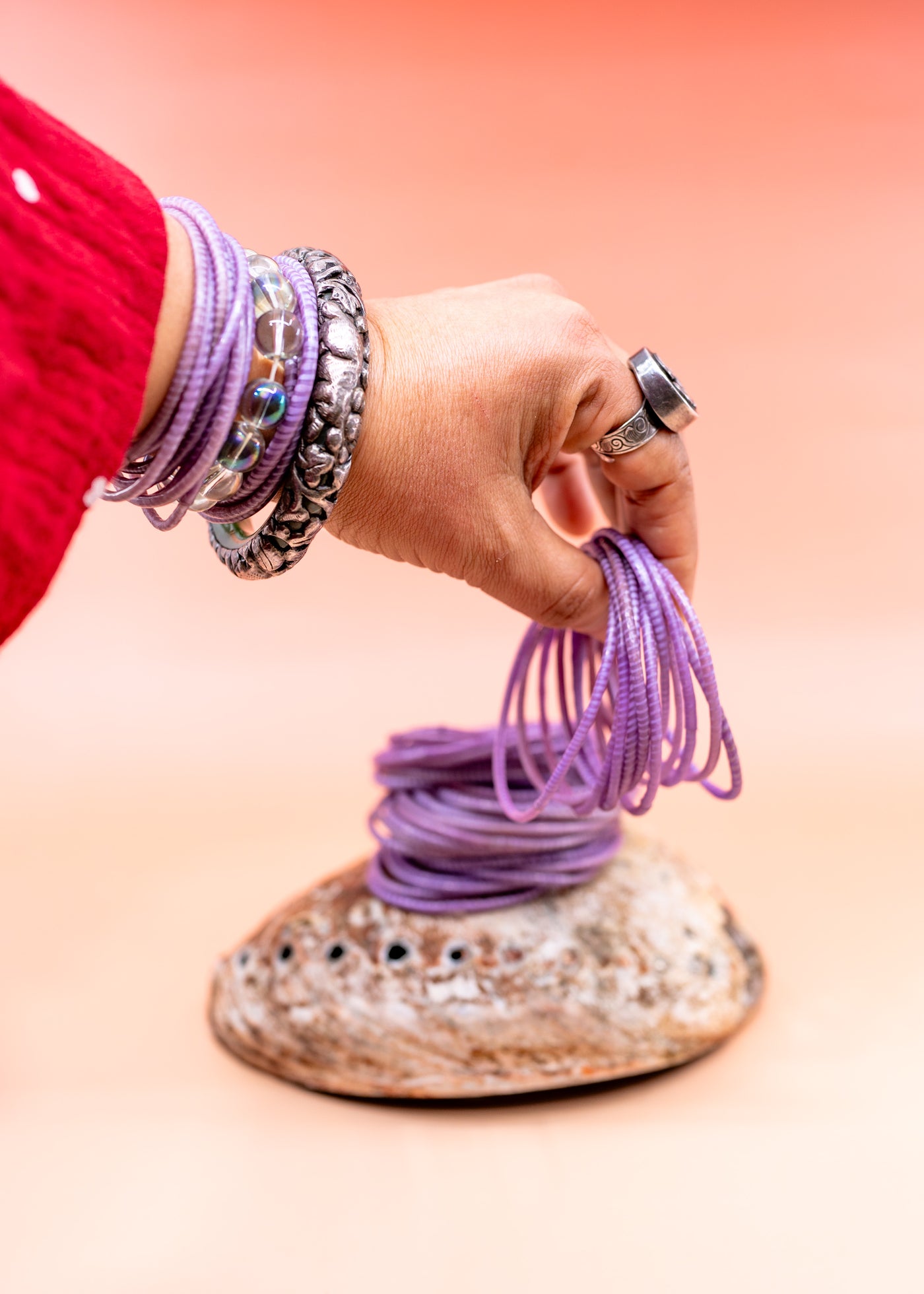 Lavender Purple Arm Party Stack – Set of 12 Recycled Flip Flop Bracelets | Fair Trade Jewelry from Mali, Ethically Sourced, Colorful African Bangles, Waterproof Stack