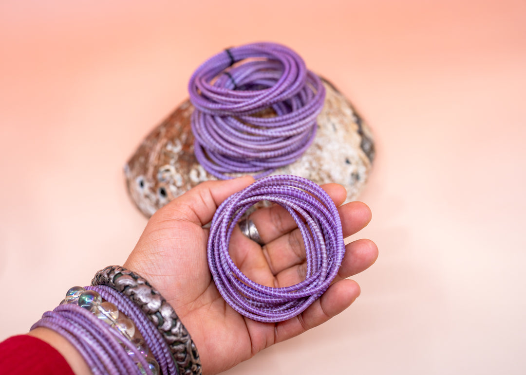 Lavender Purple Arm Party Stack – Set of 12 Recycled Flip Flop Bracelets | Fair Trade Jewelry from Mali, Ethically Sourced, Colorful African Bangles, Waterproof Stack