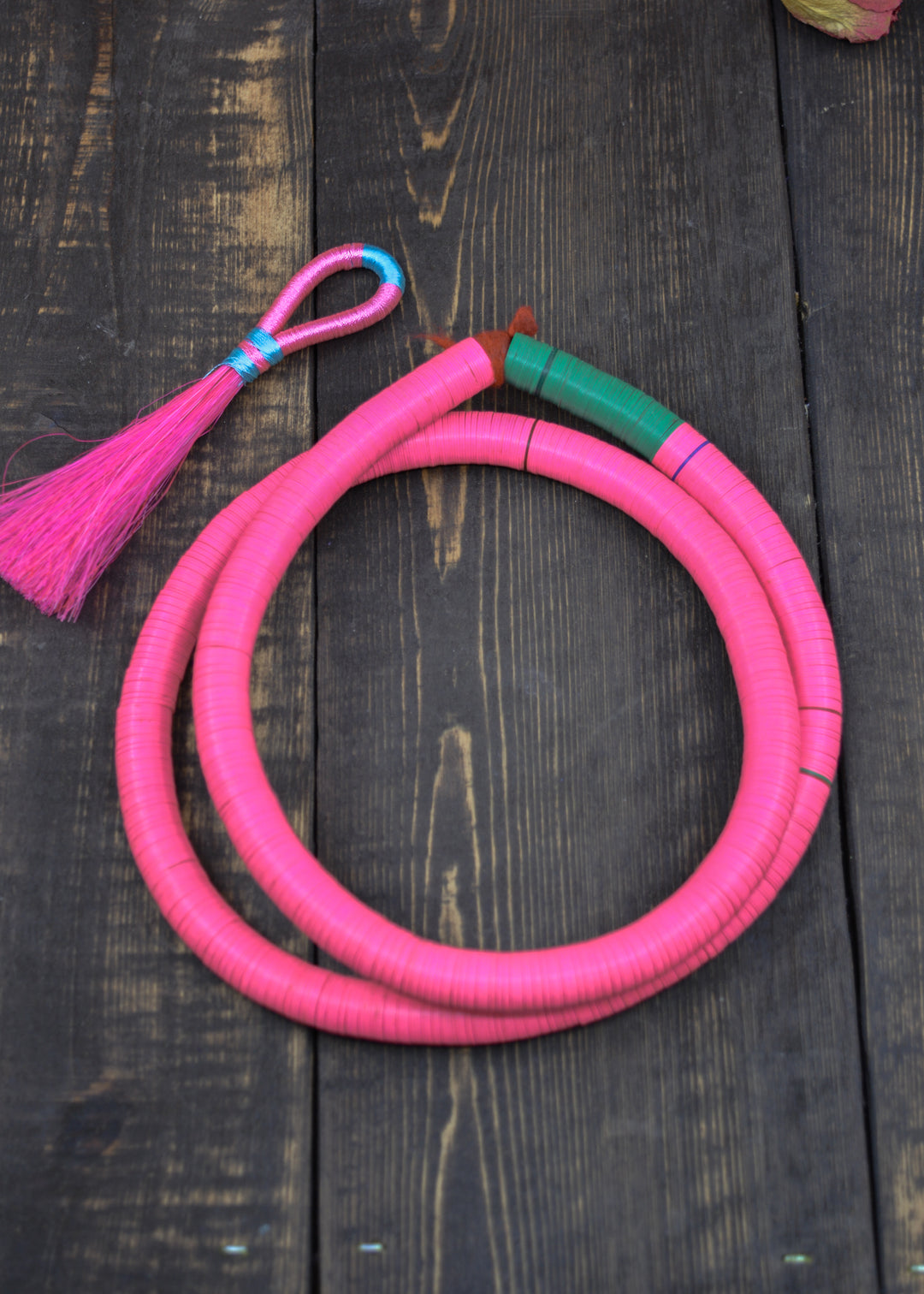 Neon Pink: 12mm Vintage African Vinyl Record Beads, 32" / Phono Beads, African Beads, Jijida Beads, Vinyl Record Beads, Trade Beads, Vinyl Beads