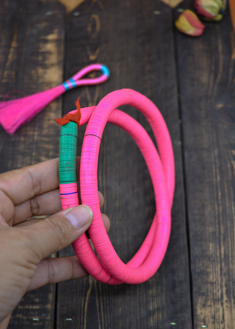 Neon Pink: 12mm Vintage African Vinyl Record Beads, 32" / Phono Beads, African Beads, Jijida Beads, Vinyl Record Beads, Trade Beads, Vinyl Beads