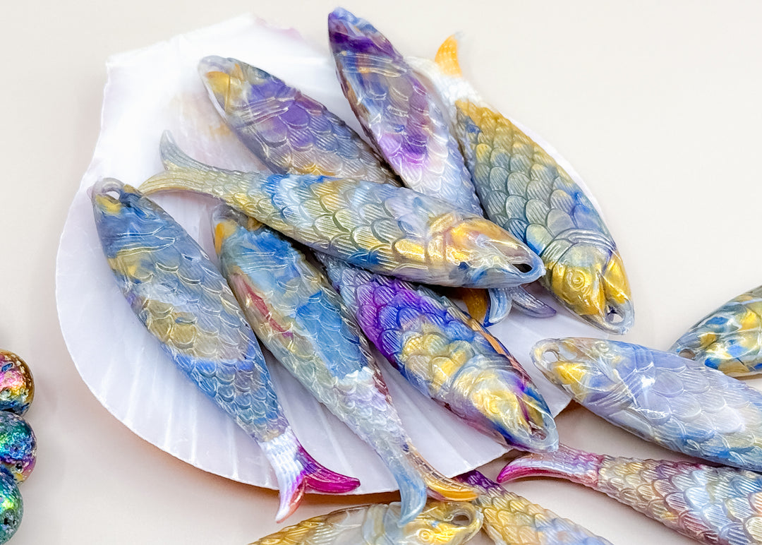 Galaxy Tide German Resin Fish Charm, 48mm Sardine Pendant, 1 charm