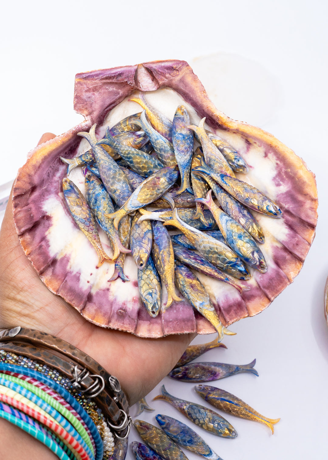 Ocean Aurora German Resin Fish Charm featuring a realistic 48mm sardine pendant. Perfect for ocean charms, beach jewelry, fisherman aesthetic accessories, coastal jewelry, nautical designs, handmade earrings, necklaces, keychains, and artisan jewelry making.