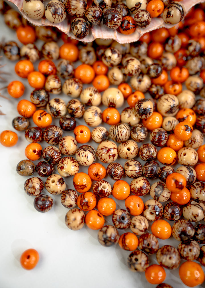 Natural Beads in Brown and Orange, Acai Beads.