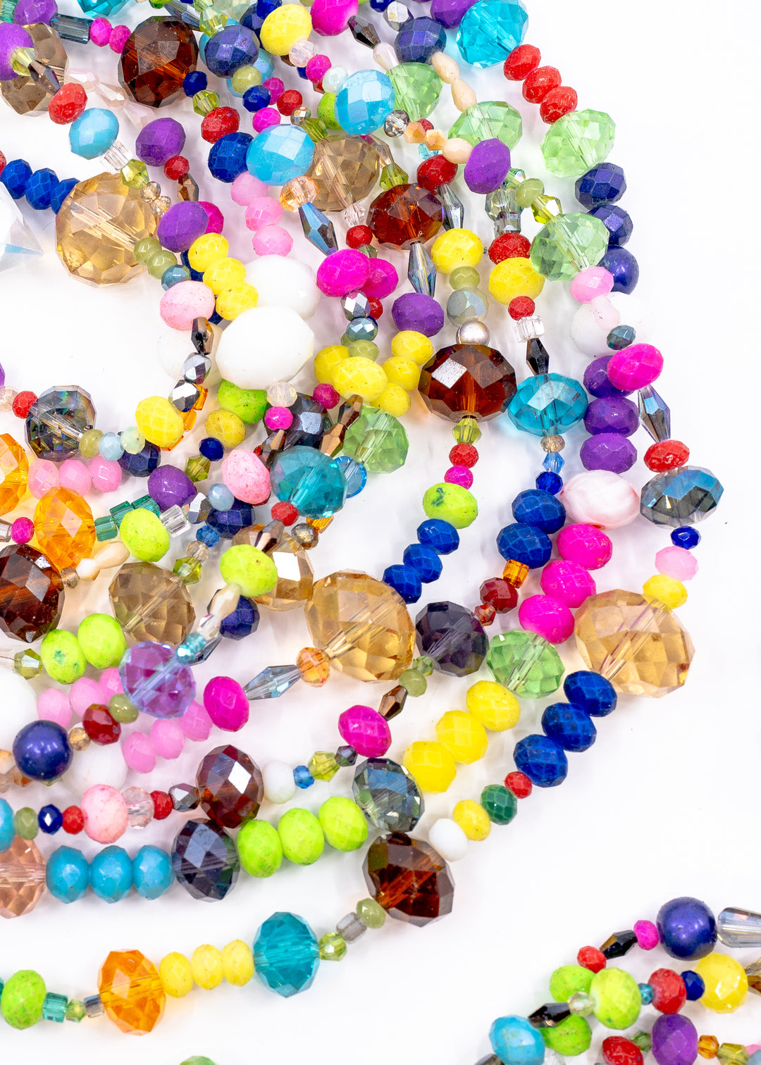 Rainbow Sparkle Acrylic Beads on 16 inch strand with assorted colorful faceted acrylic beads