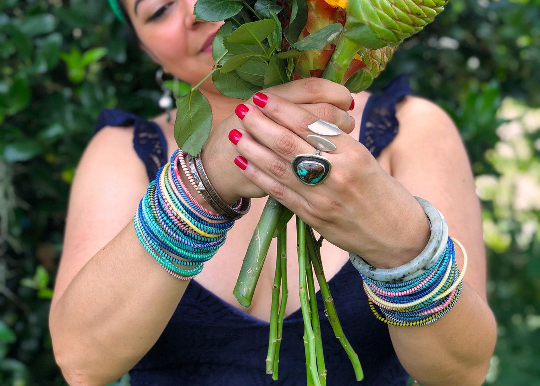 Candy Arm Party Stack – Set of 12 Recycled Flip Flop Bracelets | Fair Trade Jewelry from Mali, Ethically Sourced, Colorful African Bangles, Waterproof Stack