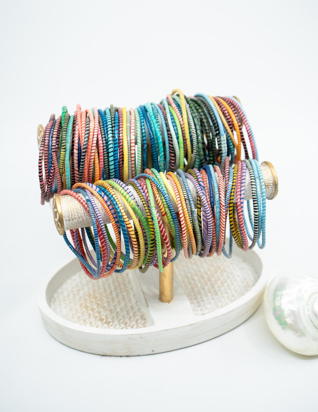 Candy Arm Party Stack – Set of 12 Recycled Flip Flop Bracelets | Fair Trade Jewelry from Mali, Ethically Sourced, Colorful African Bangles, Waterproof Stack