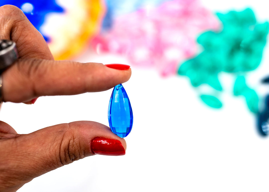 Royal Blue Vintage German Resin Teardrop Bead, 29mm Drop Pendant, 1 Bead