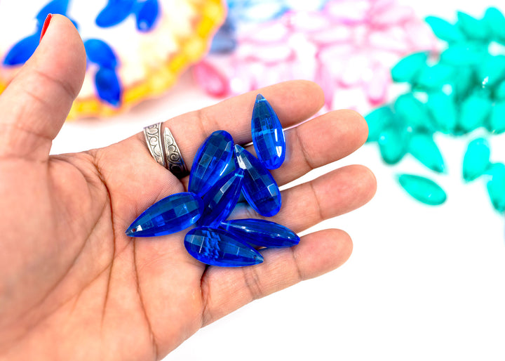Royal Blue Vintage German Resin Teardrop Bead, 29mm Drop Pendant, 1 Bead