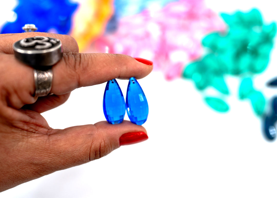 Royal Blue Vintage German Resin Teardrop Bead, 29mm Drop Pendant, 1 Bead