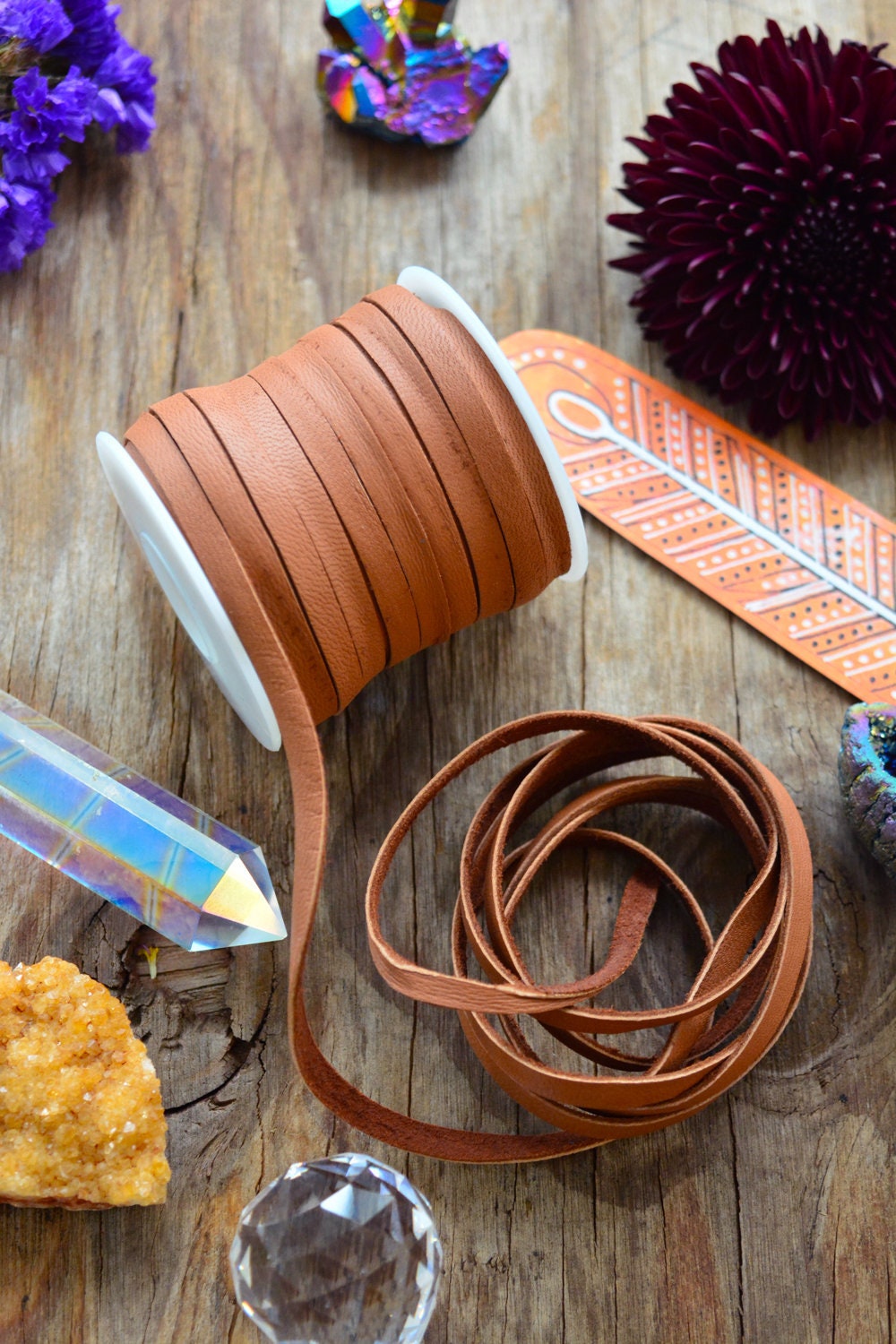 Saddle Brown: 5mm Deer Suede Lace, Leather Strap for Jewelry and Crafts, 5 Feet or Full Spool