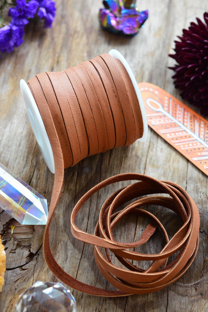 Saddle Brown: 5mm Deer Suede Lace, Leather Strap for Jewelry and Crafts, 5 Feet or Full Spool
