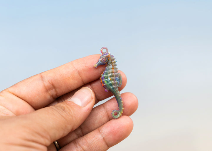 Cosmic Galaxy German Resin Seahorse Pendant, 50mm Ocean Charm, 1 charm