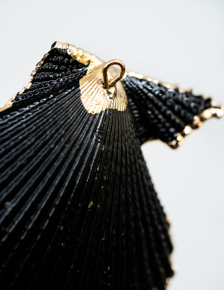 Black Spray Paint Seashell Pendants with Gold Plated Edges, sold by each, Seashell Pendants, Shell Charms, Shell Earrings, Shell Jewelry, Electroplated Shells