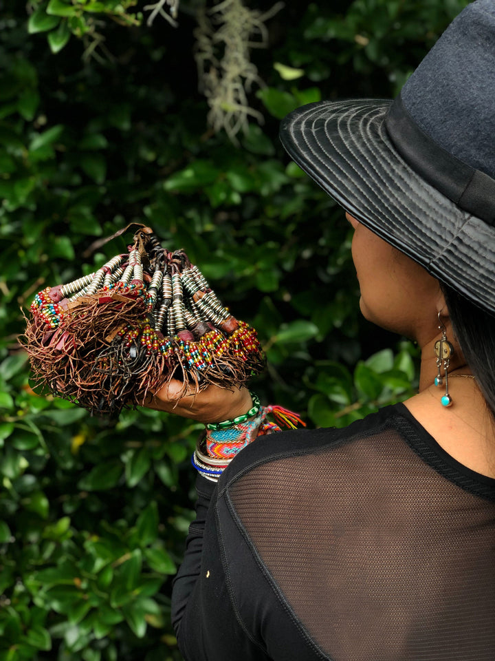 Rings and Beads Tuareg Magic: African Duo Tuareg Leather Tassels, 8 inches, Duo Tassels, Tribal Colors, Sold by Each / Tribal Nomad Pendant, Nomadic Jewelry, Home Decor, Tuareg Tassel