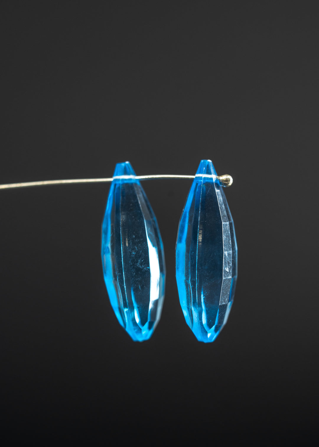 Turquoise Blue: Vintage 1980s German Resin Teardrop Beads, Perspex, Lucite Beads, 29mm, Sold by each, Teardrop Beads for Jewelry Making, Earrings, Charms for Necklaces, Vintage Beads
