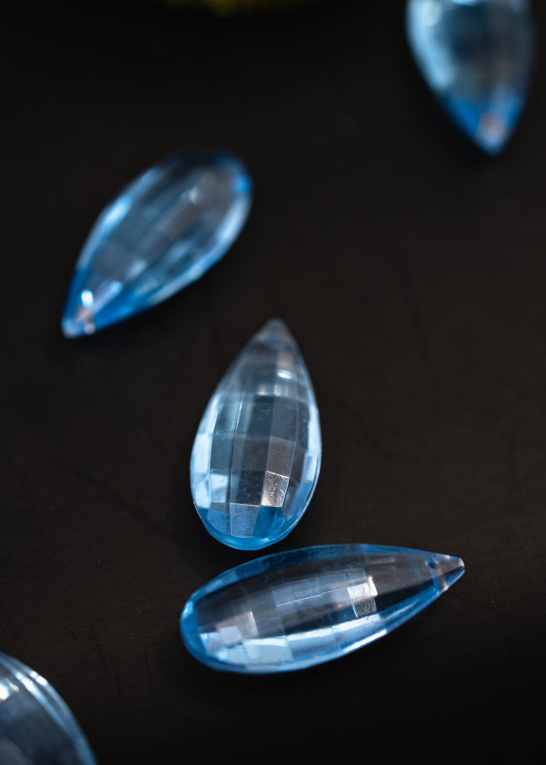 Turquoise Blue: Vintage 1980s German Resin Teardrop Beads, Perspex, Lucite Beads, 29mm, Sold by each, Teardrop Beads for Jewelry Making, Earrings, Charms for Necklaces, Vintage Beads