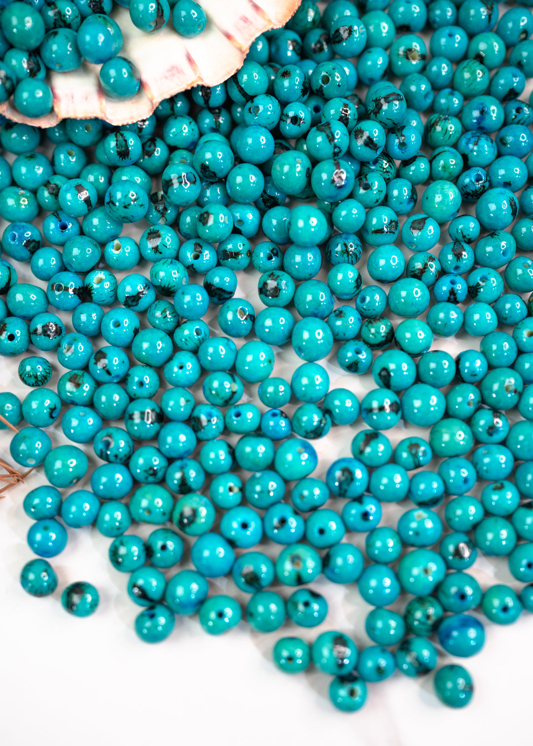 Natural Acai beads in Turquoise Blue for Jewelry making.