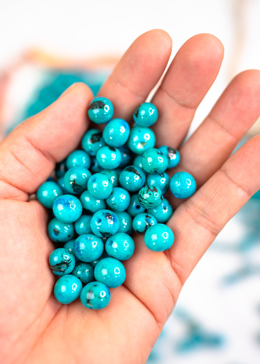 Acai Beads in Turquoise Blue, Natural Beads.
