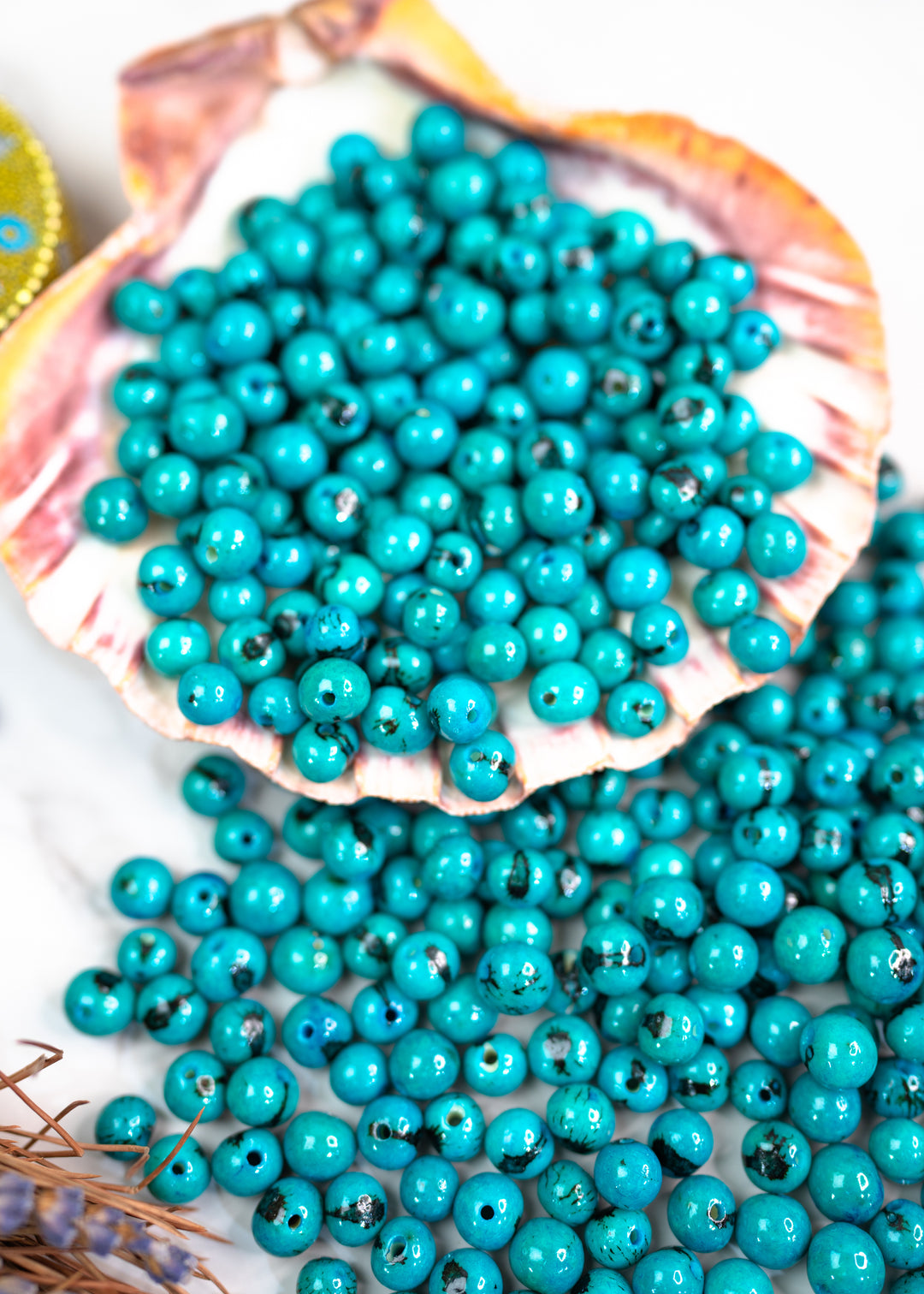 Natural Acai Beads in Turquoise Blue