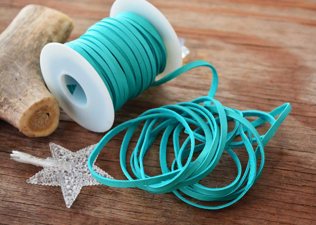 Turquoise Blue 5mm Deer Suede Lace