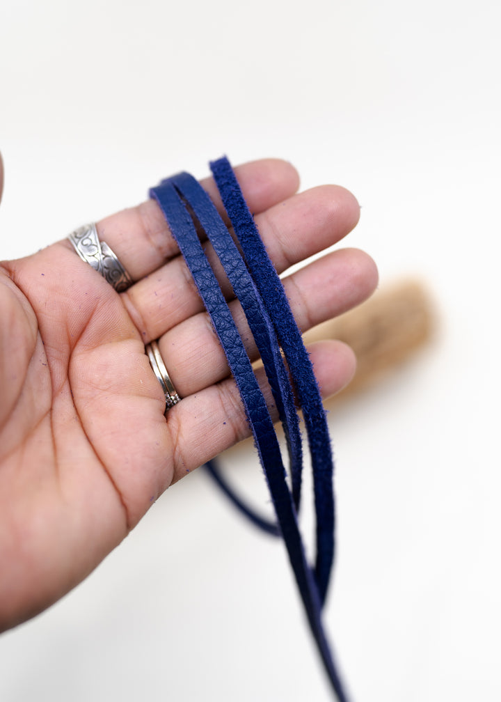 Violet Purple Deerskin Suede Leather Straps, 5mm Genuine Deer Hide, 1 Strap