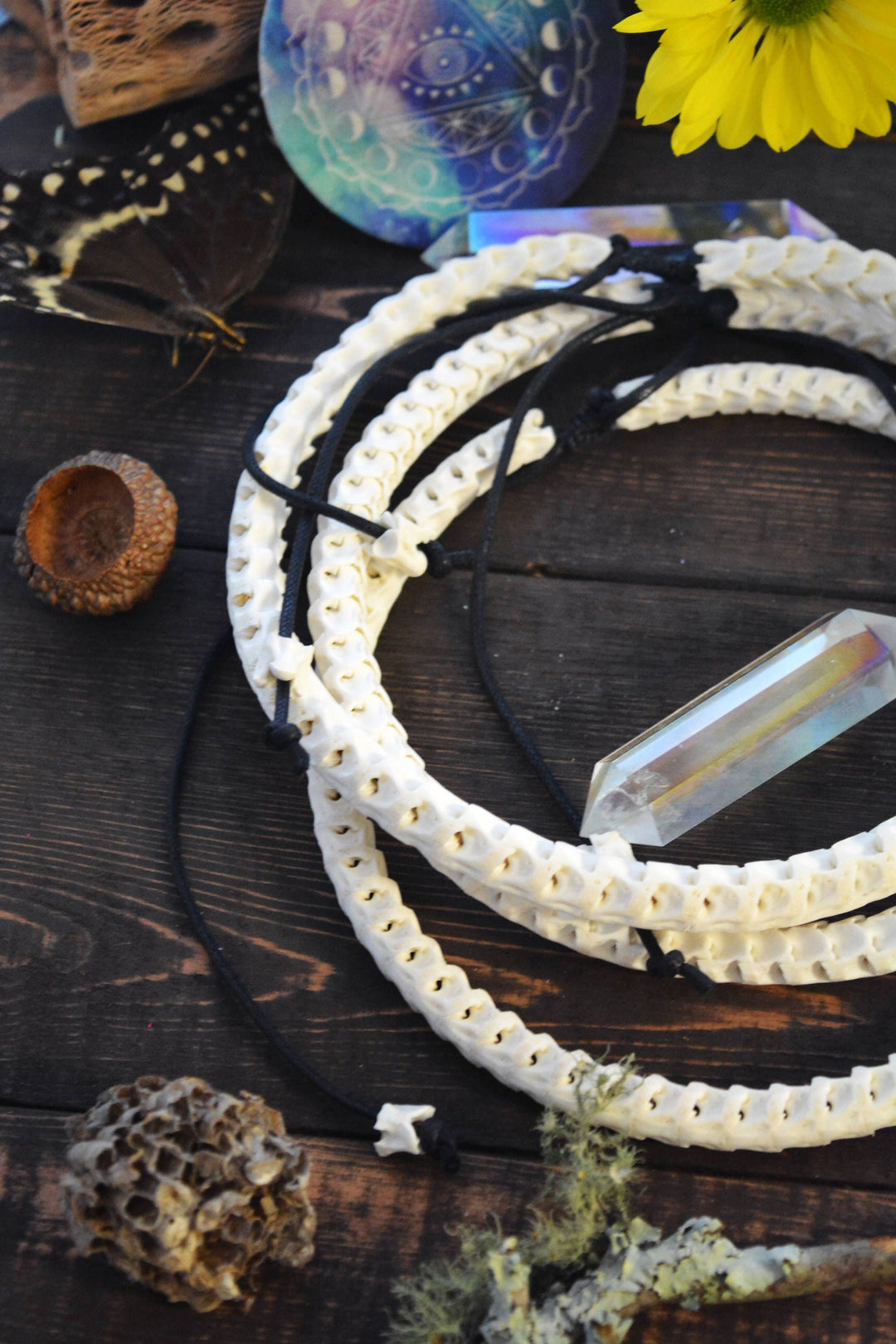 The Brianna Chocker in White: Real White Snake Vertebrae Choker Necklace, 7-12mm, 18 inches necklace, Bohemian, Juju, Oddities