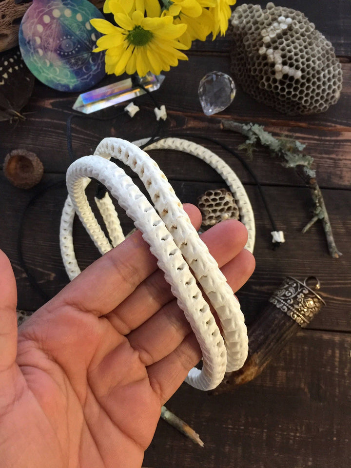 The Brianna Chocker in White: Real White Snake Vertebrae Choker Necklace, 7-12mm, 18 inches necklace, Bohemian, Juju, Oddities