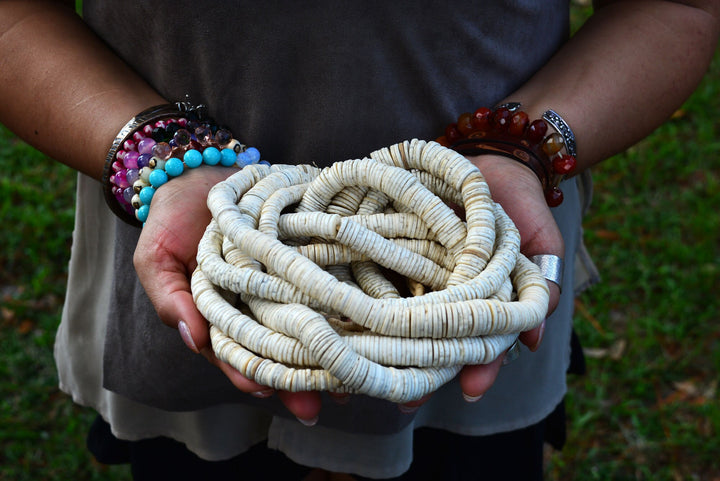 Ostrich Eggshell Beads - Natural Cream White, 25 Unique Beads, African Trade Beads, Heishi Disc Beads from Kenya, Beads, Jewelry Supplies