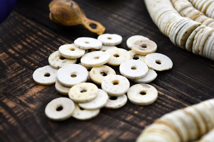 Ostrich Eggshell Beads: Natural Cream White Ostrich Egg Shell Beads, Full Strand of 250 plus beads / Bone Beads, Jewelry Supplies