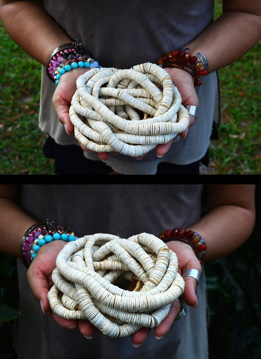 Ostrich Eggshell Beads - Natural Cream White, 25 Unique Beads, African Trade Beads, Heishi Disc Beads from Kenya, Beads, Jewelry Supplies