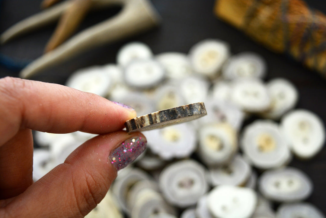 Deer Antlers: Naturally Shed Deer and Elk Antler BUTTONS, 1 pc x 30mm, average size (various shapes)