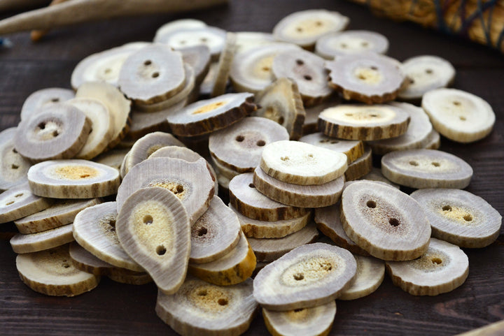 Deer Antlers: Naturally Shed Deer and Elk Antler BUTTONS, 1 pc x 30mm, average size (various shapes)