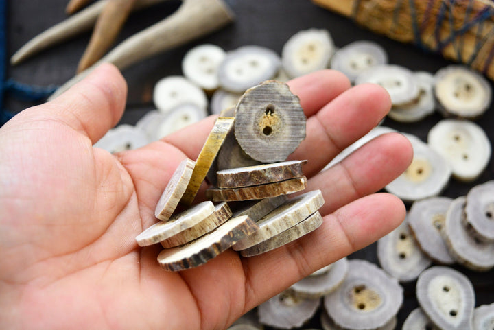 Deer Antlers: Naturally Shed Deer and Elk Antler BUTTONS, 1 pc x 30mm, average size (various shapes)