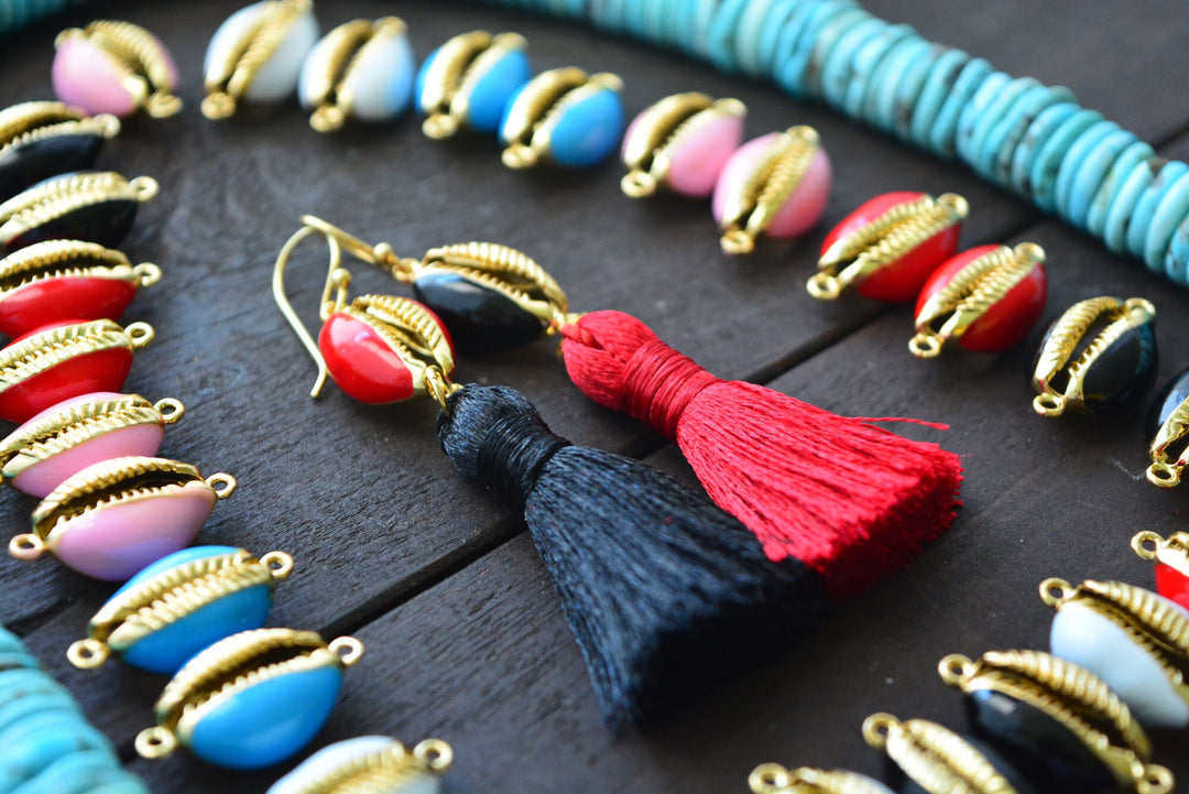Enamel Cowrie Shell, Shell Links, Gold Plated Cowry Shells, Friendship Bracelets, Pukka Shells, Shell Charms, Beach Jewelry, Cowrie Charms