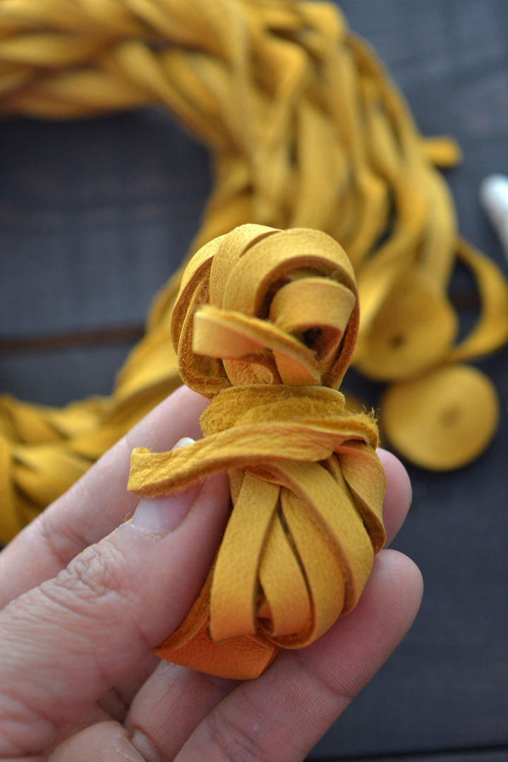 Golden Yellow Deerskin Leather Strap 6mm x 72 Inches Leather Straps, 1 Piece