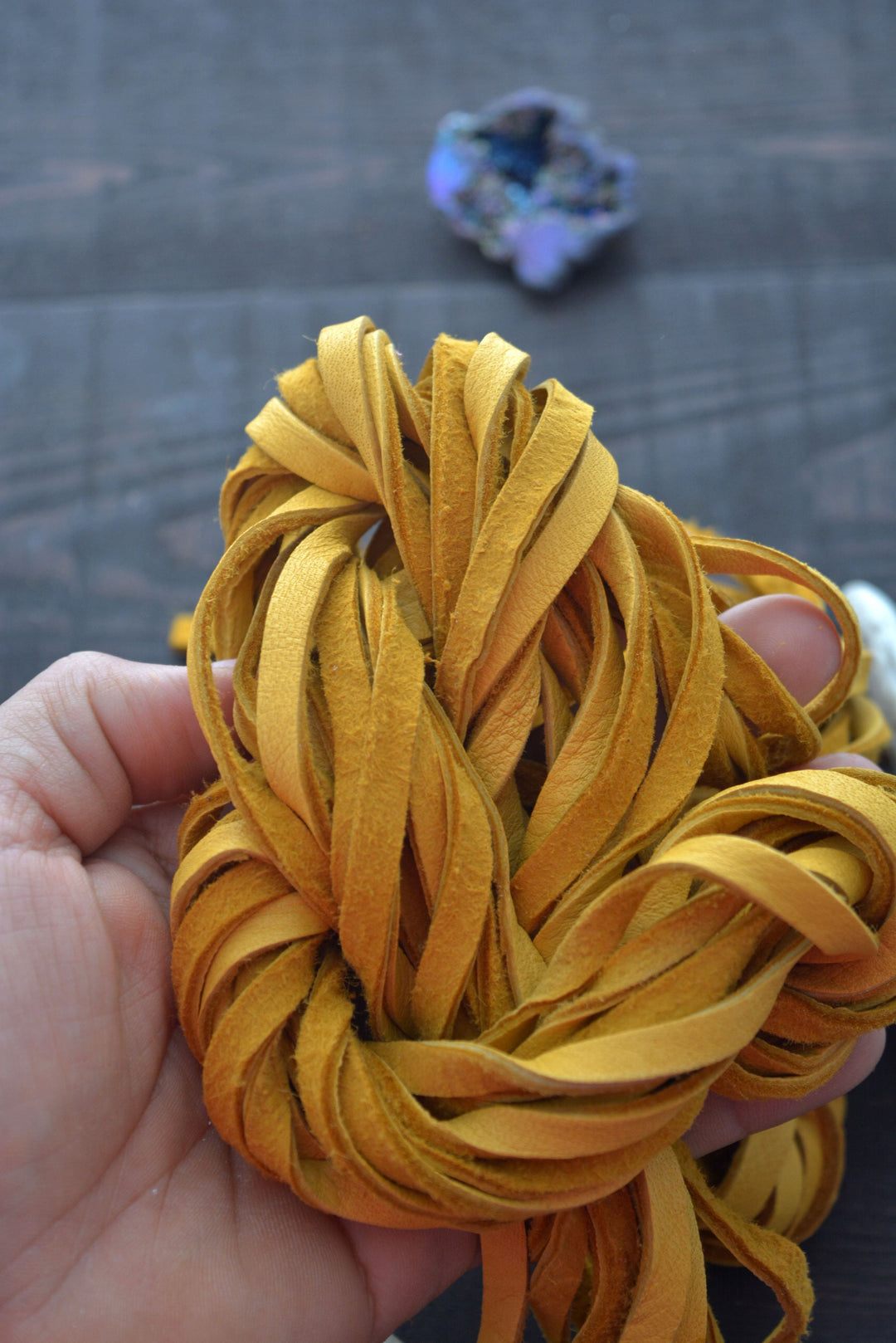 Golden Yellow Deerskin Leather Strap 6mm x 72 Inches Leather Straps, 1 Piece
