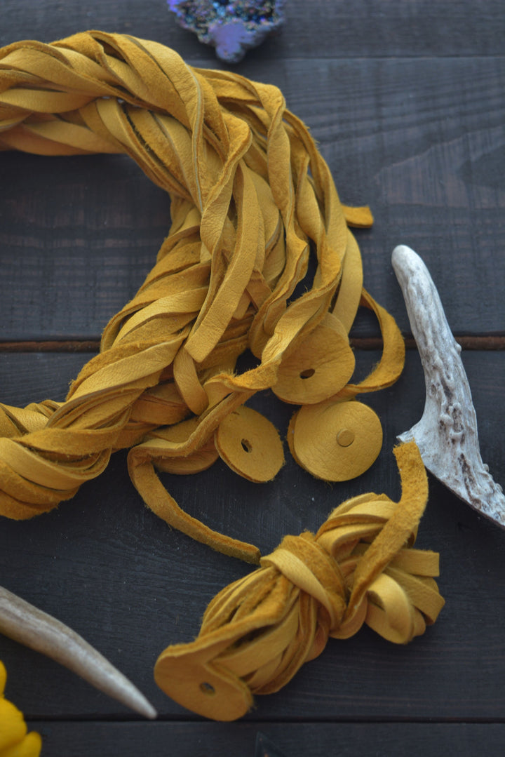 Golden Yellow Deerskin Leather Strap 6mm x 72 Inches Leather Straps, 1 Piece