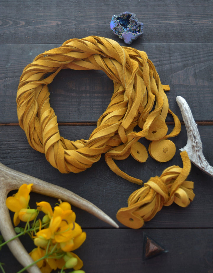 Golden Yellow Deerskin Leather Strap 6mm x 72 Inches Leather Straps, 1 Piece