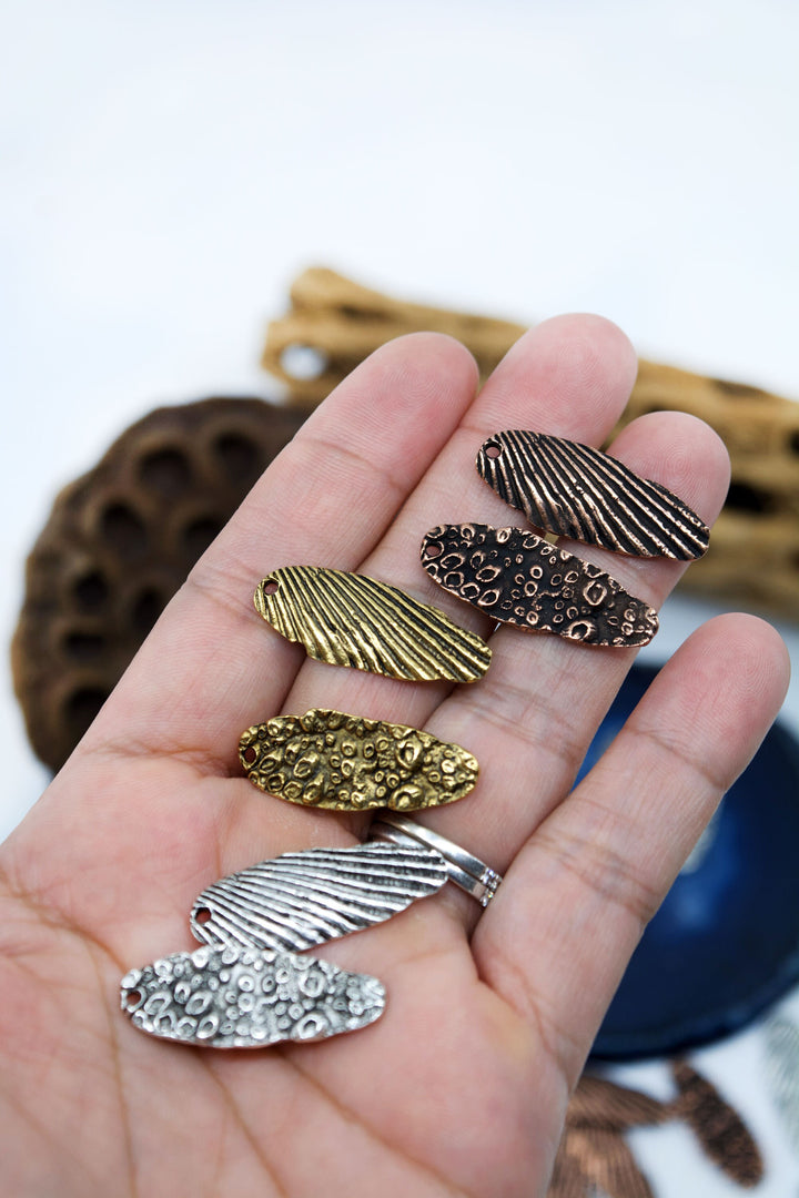 Organic Scallop Shell Charms, 13x31.5mm, 2 pcs / Nunn Design, Nature Inspired Pendants, Shell Charms, Medallions, Jewelry Making Supplies