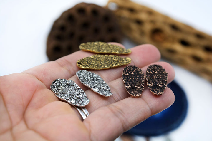 Organic Scallop Shell Charms, 13x31.5mm, 2 pcs / Nunn Design, Nature Inspired Pendants, Shell Charms, Medallions, Jewelry Making Supplies