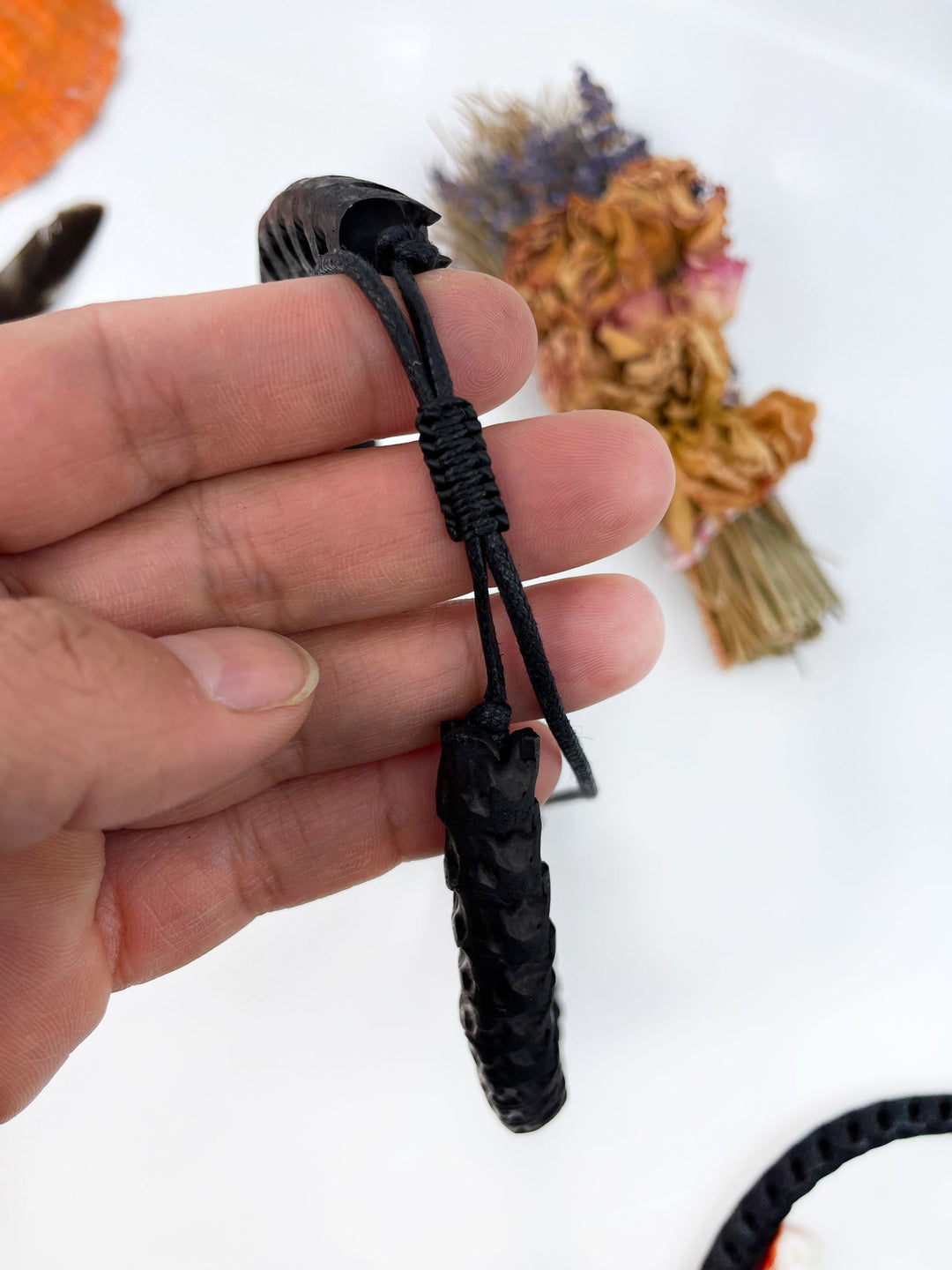 The Brianna Chocker in Black: Real White Snake Vertebrae Choker Necklace, 7-12mm, 18 inches necklace, Bohemian, Juju, Oddities