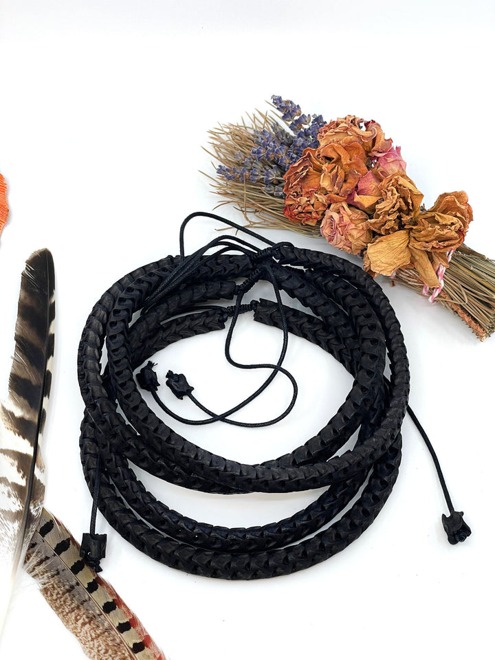 The Brianna Chocker in Black: Real White Snake Vertebrae Choker Necklace, 7-12mm, 18 inches necklace, Bohemian, Juju, Oddities