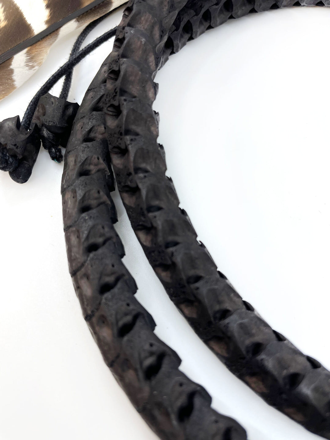The Brianna Chocker in Black: Real White Snake Vertebrae Choker Necklace, 7-12mm, 18 inches necklace, Bohemian, Juju, Oddities