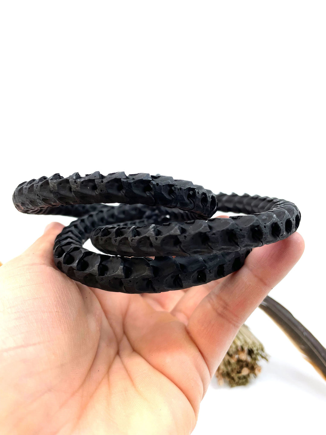 The Brianna Long Necklace: Long Snake Vertebrae Necklace in Black, Real Snake Vertebrae, 7-12mm, 35" plus, 90-100 beads, Tribal Jewelry