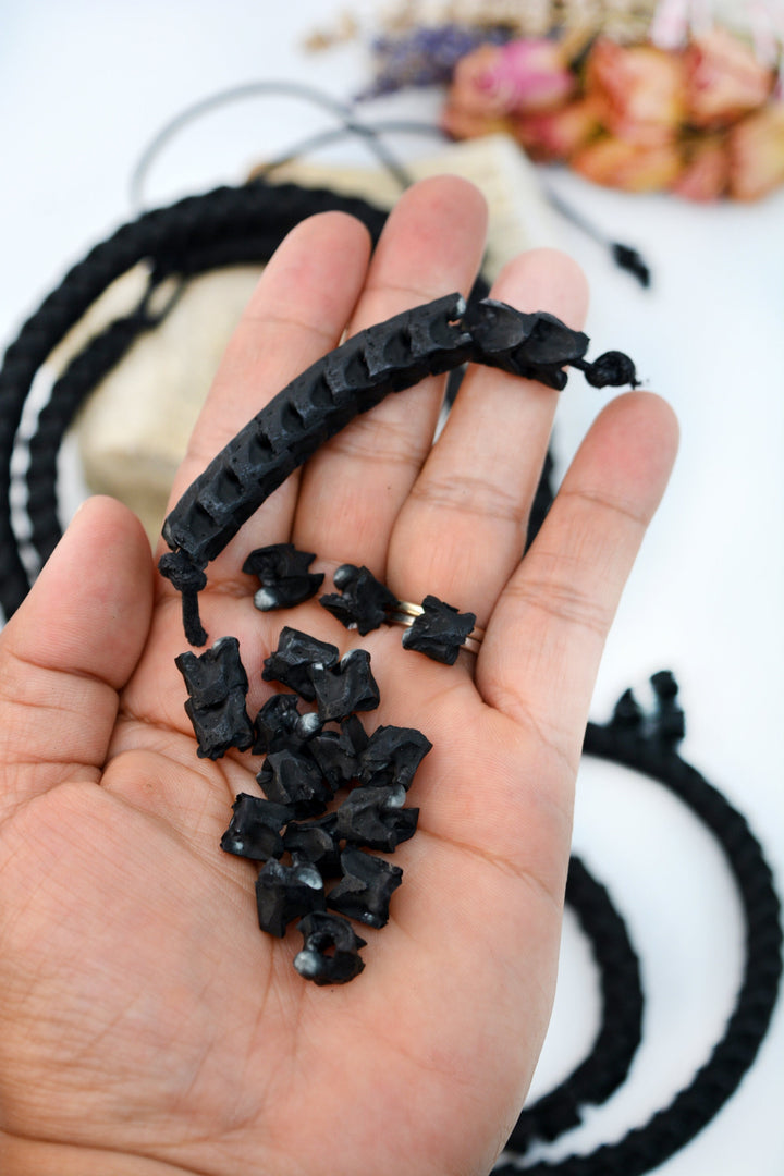 Real Black Snake Vertebrae, 7-12mm, 10 loose beads, Natural Large Hole Beads, Tribal, Bohemian, Juju, Oddities, Jewelry Making Supplies